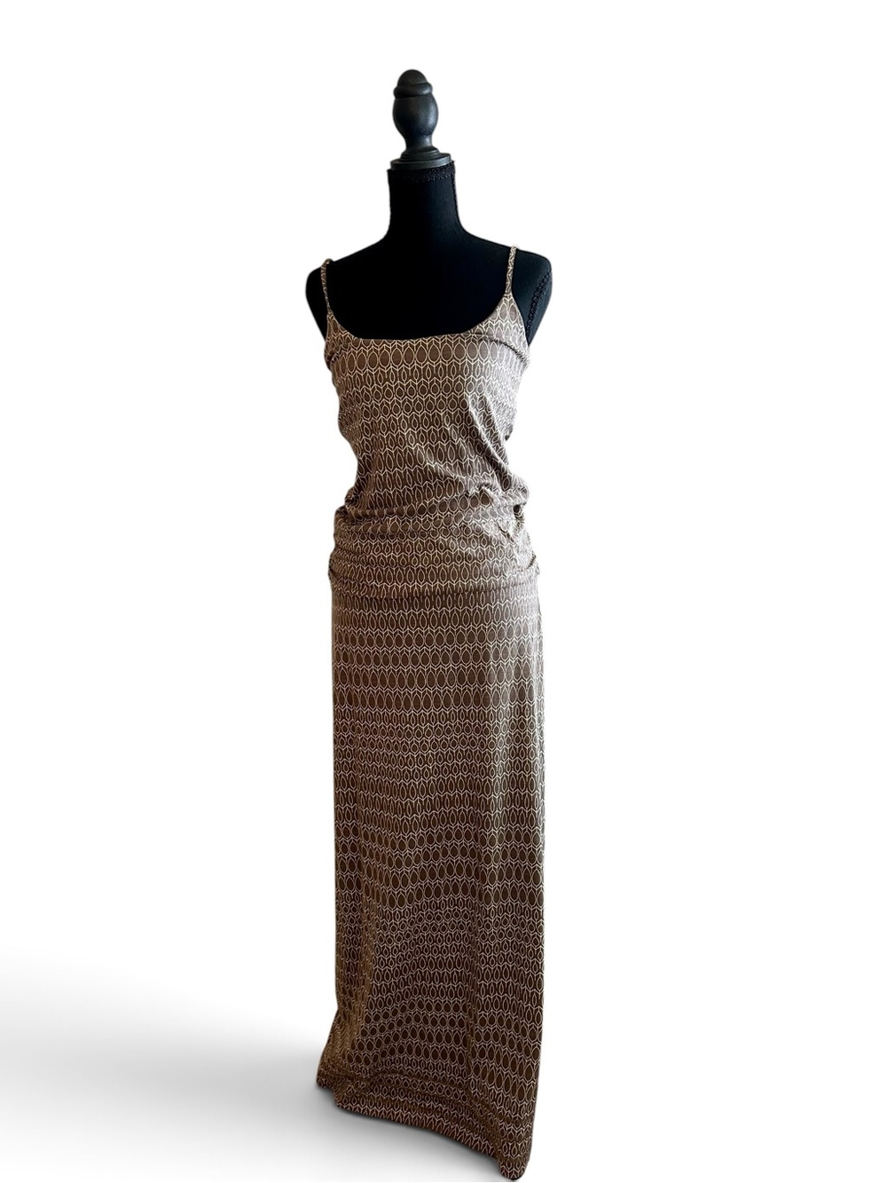 Toad&Co Brown Geometric Spaghetti-Strap Maxi Dress